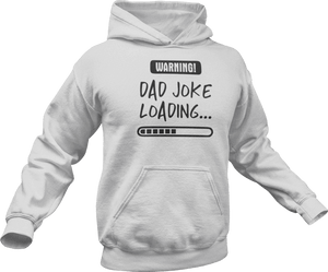 Warning dad joke loading printed on a Grey Melange Hoodie