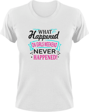 Load image into Gallery viewer, What Happened On Girls Weekend Never Happened T-Shirtgirl, girls, Ladies, Mens, party, Unisex, weekend
