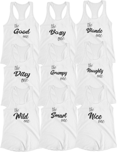 White Bachelorette Squad Racerback Vests