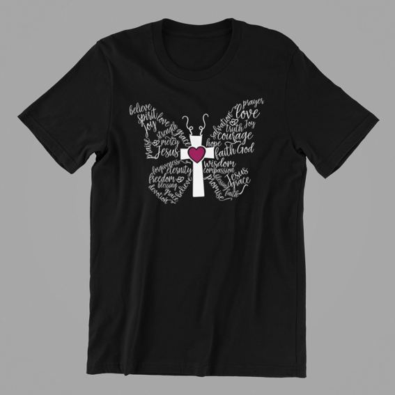 Words of Faith Butterfly Tshirt