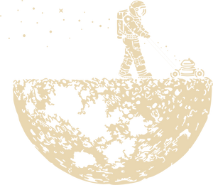 Astronaut mowing the moon design in white