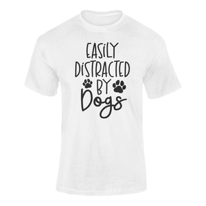 Easily Distracted by Dogs T-shirtbrother, bulldog, dog, dogs, family, girl, Ladies, Mens, Police Dog, sister, Unisex