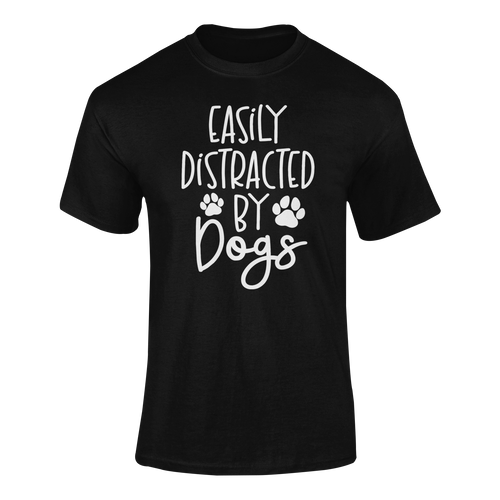 Easily Distracted by Dogs T-shirtbrother, bulldog, dog, dogs, family, girl, Ladies, Mens, Police Dog, sister, Unisex