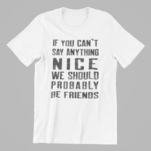 Load image into Gallery viewer, if you can&#39;t say anything nice we should be friends Tshirt in Black
